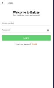 Log In on Balozy App 1