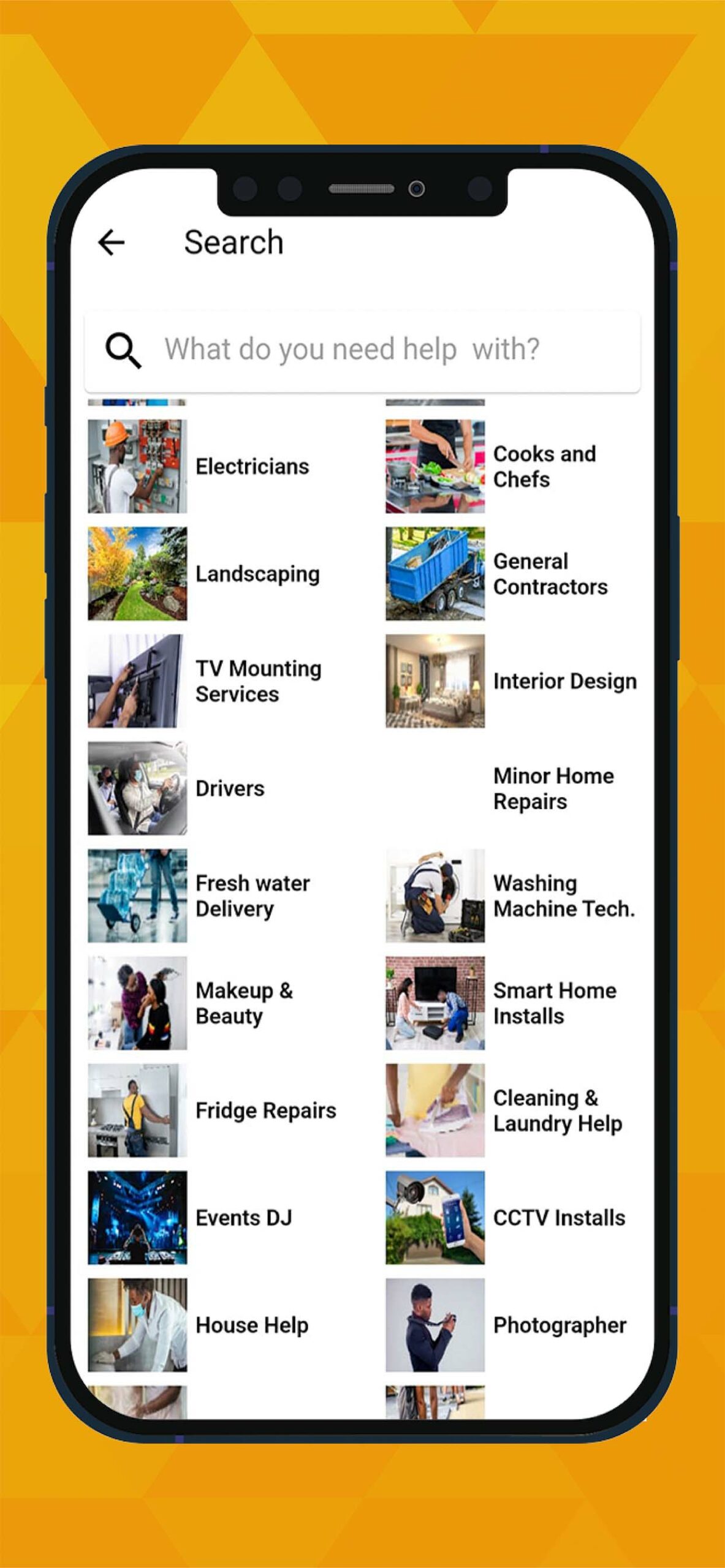 Finding service on app