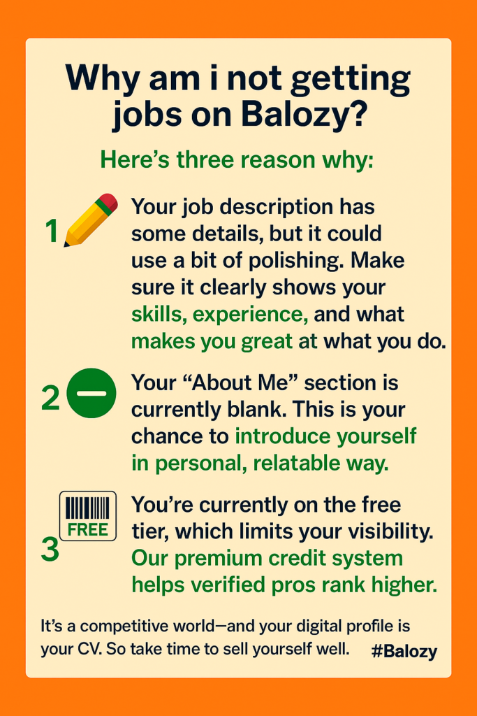 Why You’re Not Getting Jobs on Balozy—and How to Fix It