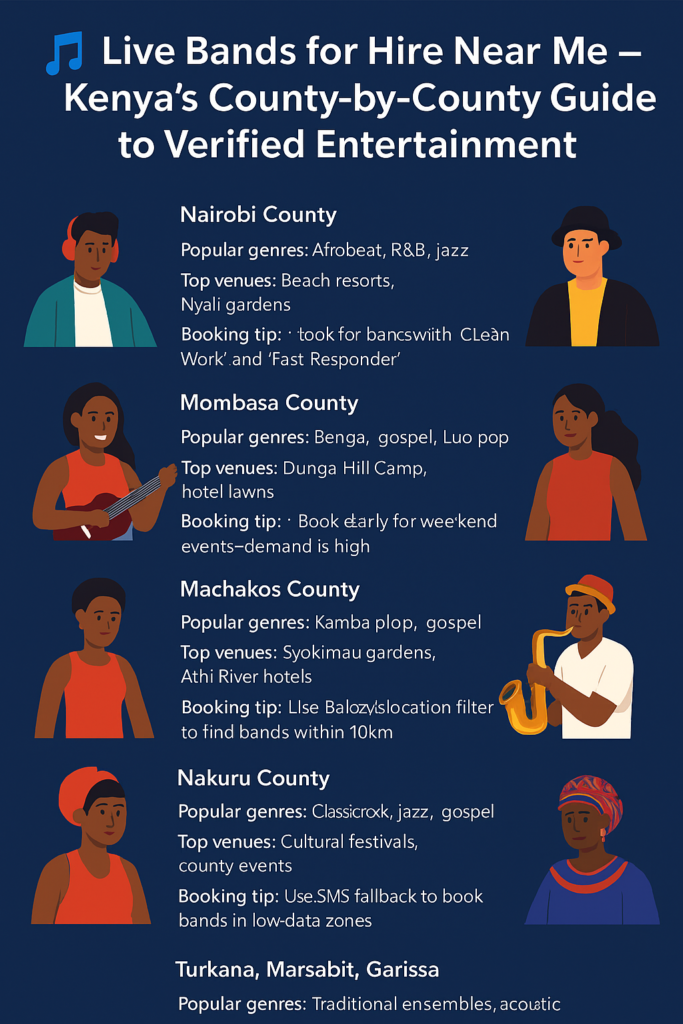 🎶 Live Bands for Hire Near Me – Kenya’s County-by-County Guide to Verified Entertainment